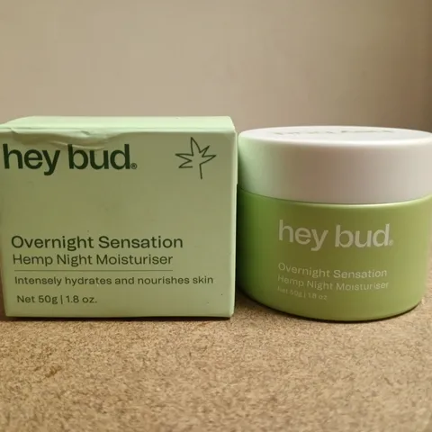 BOXED HEY BUD OVERNIGHT SENSATION HEMP NIGHT MOISTURISER – 50G