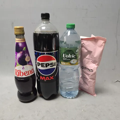 APPROXIMATELY 9 ASSORTED DRINKS ITEMS TO INCLUDE - PEPSI MAX , VOLVIC WATER , RIBENA ETC