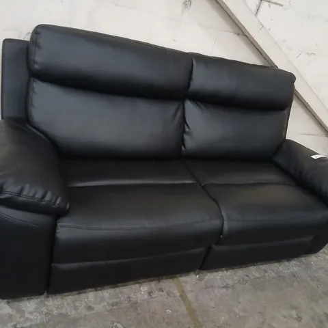 DESIGNER BLACK FAUX LEATHER MANUAL RECLINING THREE SEATER SOFA