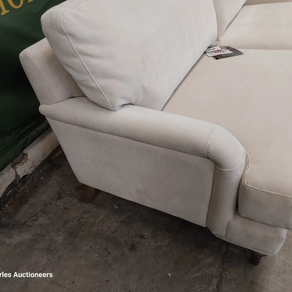 QUALITY BRITISH DESIGNER LOUNGE Co. FOUR SEATER SOFA NATURAL PLUSH FABRIC 