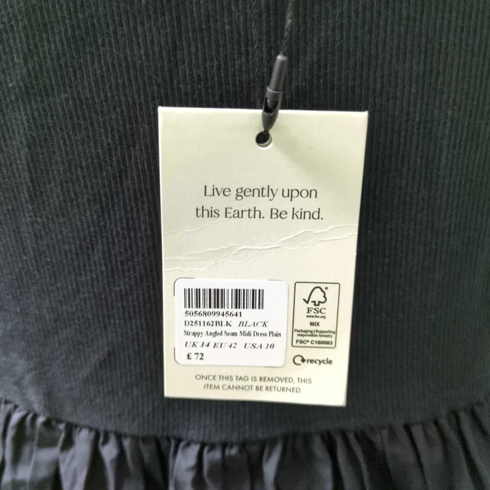 WOMEN'S BLACK STRAPPY MIDI DRESS – UK 14 (EU 42 / US 10)
