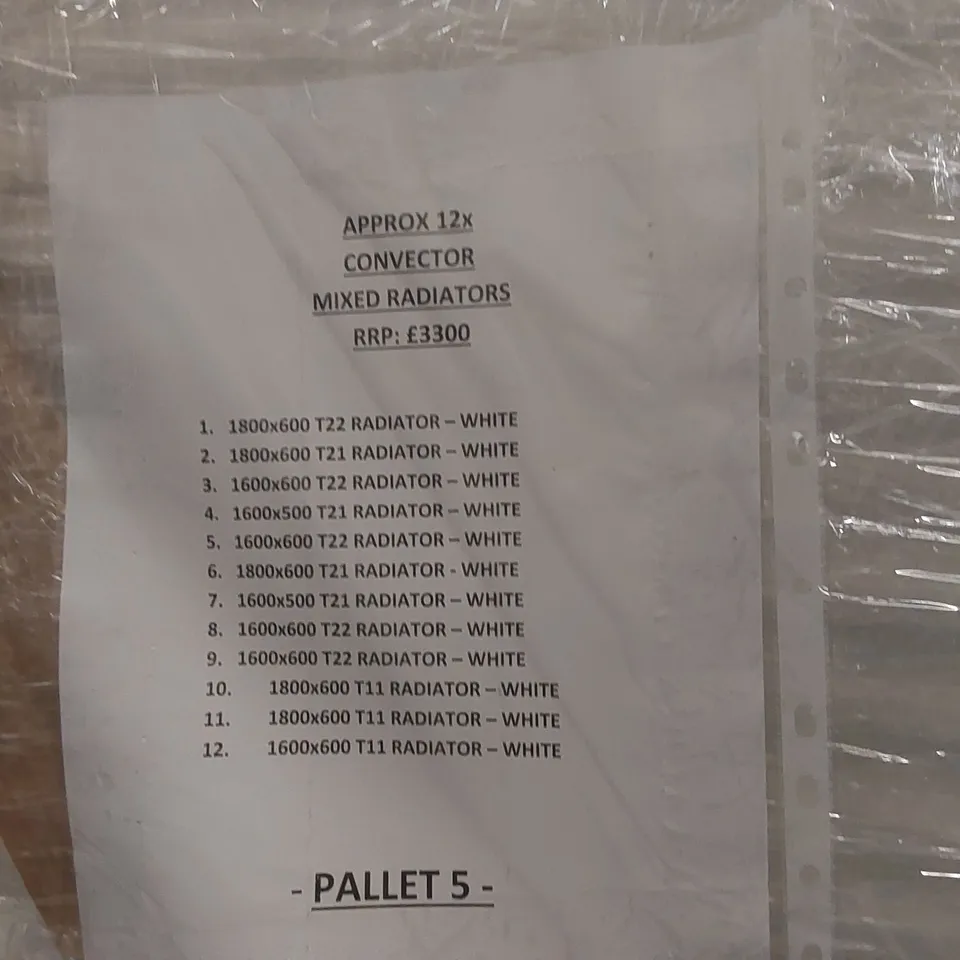 PALLET CONTAINING APPROXIMATELY 12x CONVECTOR MIXED RADIATORS