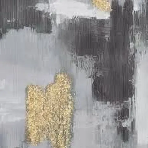 BOXED GREY ABSTRACT TEXTURED CAPPED CANVAS WITH GOLD LEAF 76x100cm (1 BOX)