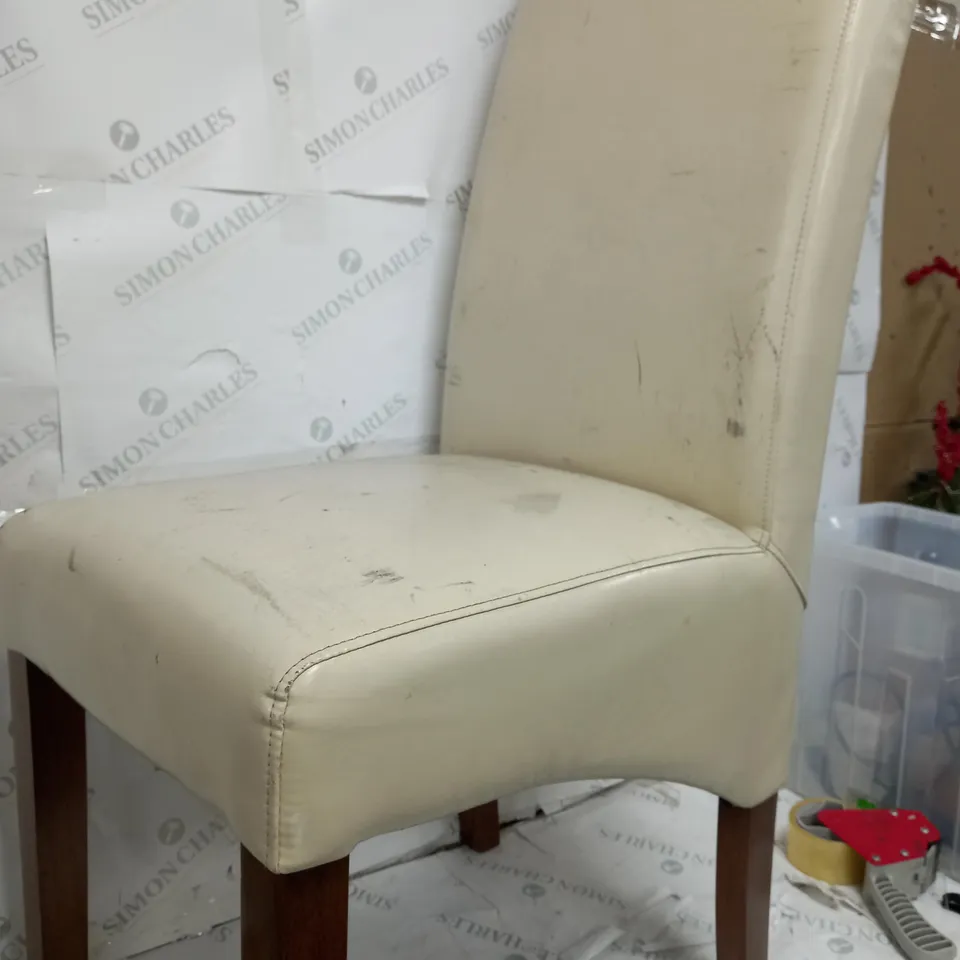 2 X CHAIRS CRÈME & GREY SET OF DINING CHAIR