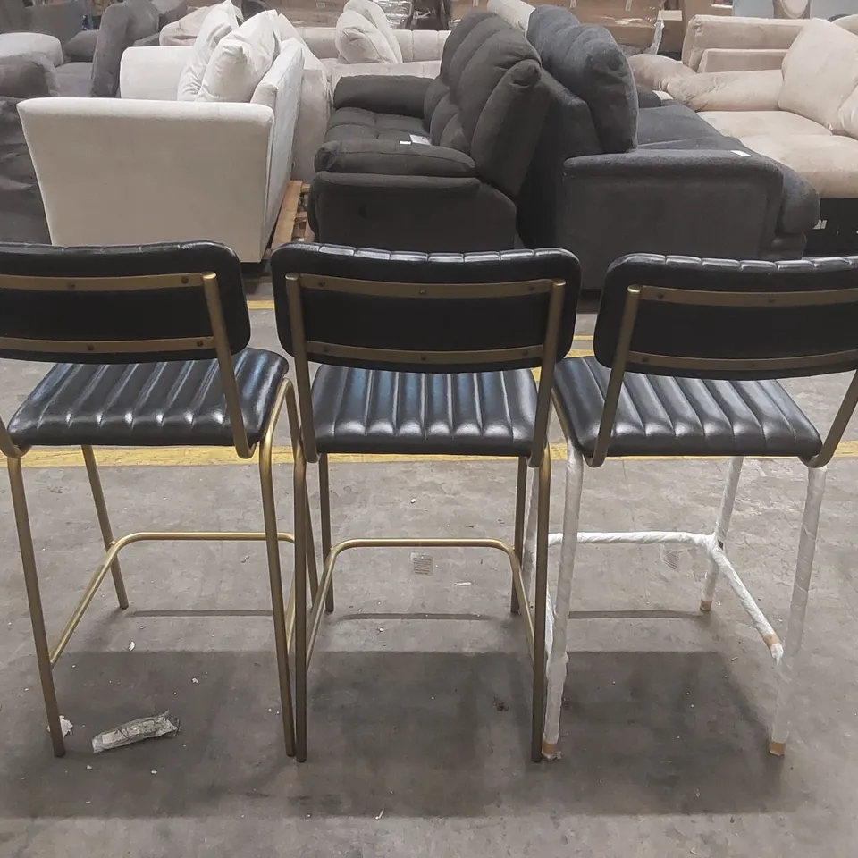 SET OF 3x DINER LEATHER BAR STOOLS