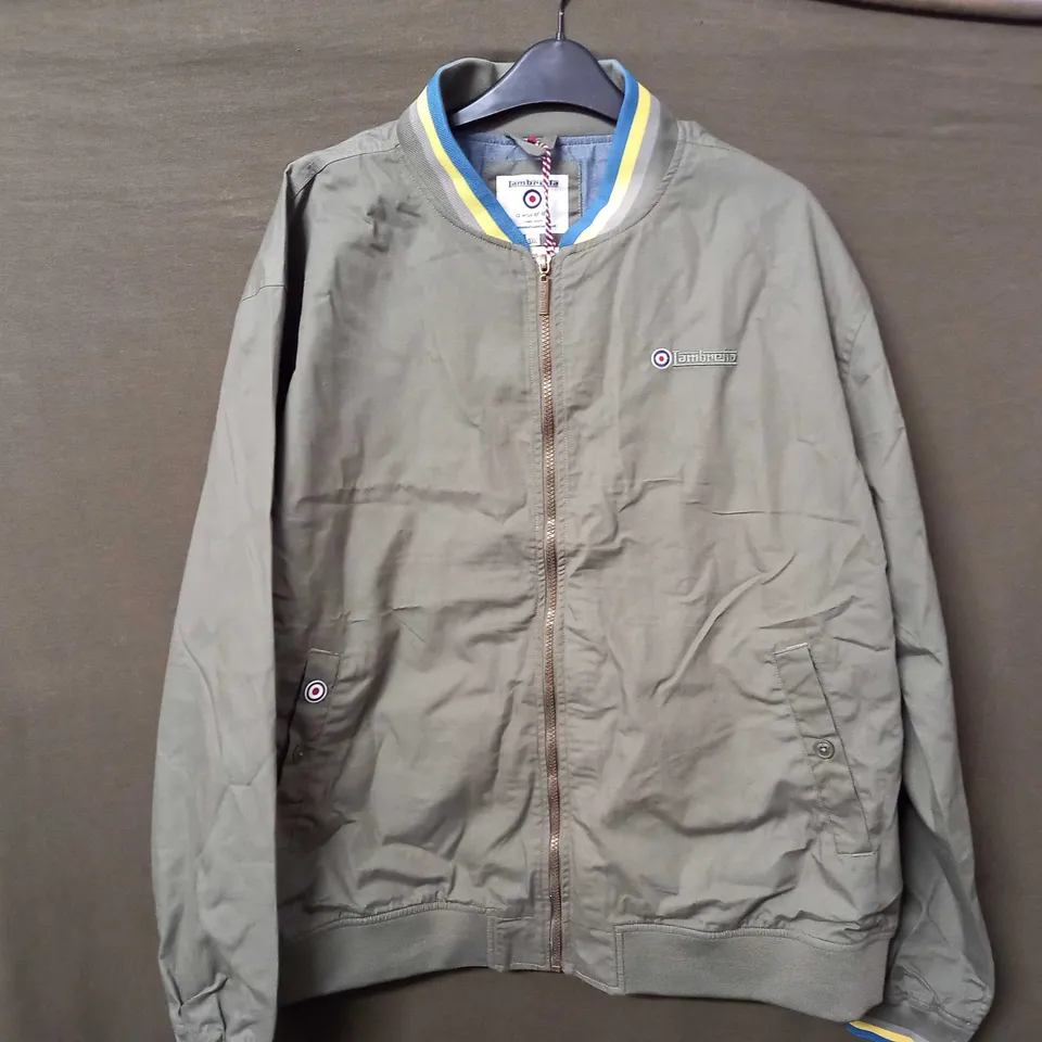 LAMBRETTA TRIPLE TIPPED MONKEY JACKET IN KHAKI - SIZE 3XL