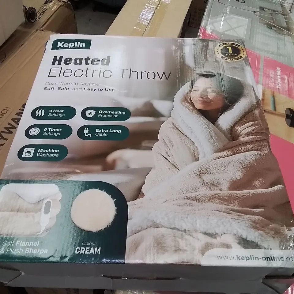BOXED KEPLIN HEATED ELECTRIC THROW CREAM 