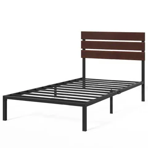 BOXED ZINUS FIGARI SINGLE METAL AND BAMBOO BED FRAME BROWN