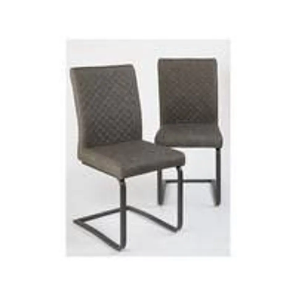 BOXED PAIR OF OHIO FAUX LEATHER DINING CHAIRS GREY [COLLECTION ONLY]