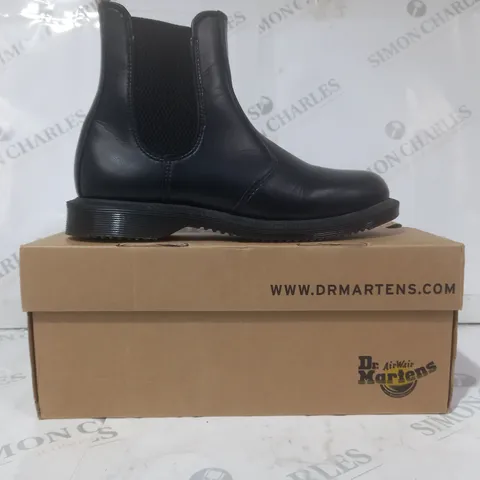 BOXED PAIR OF DR MARTENS VEGAN FLORA BOOTS IN BLACK UK SIZE 4