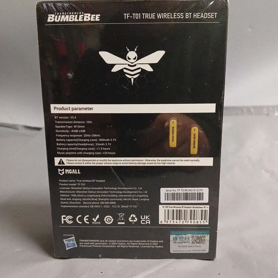 SEALED TRANSFORMERS BUMBLEBEE WIRELESS EARPHONES 