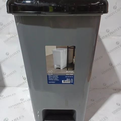 DUNYO 60LT SLIM PEDAL DUSTBIN IN GREY