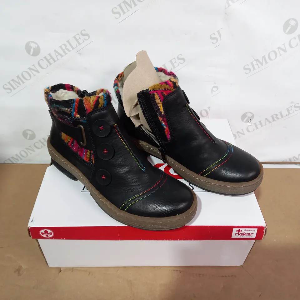 BOXED PAIR OF RIEKER BOOTS- SIZE 36