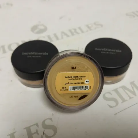 3 X BAREMINERALS GOLDEN MEDIUM W20 FOUNDATION