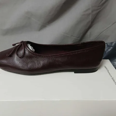 H&M BURGUNDY LEATHER BALLET FLATS – UK 6 (EU 39) – PREMIUM SELECTION