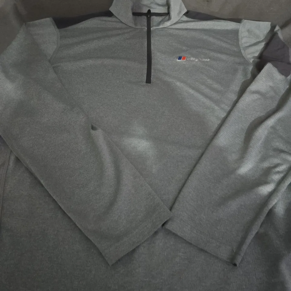 BERGHAUS GREY FLEECE HALF-ZIP TOP - SIZE M