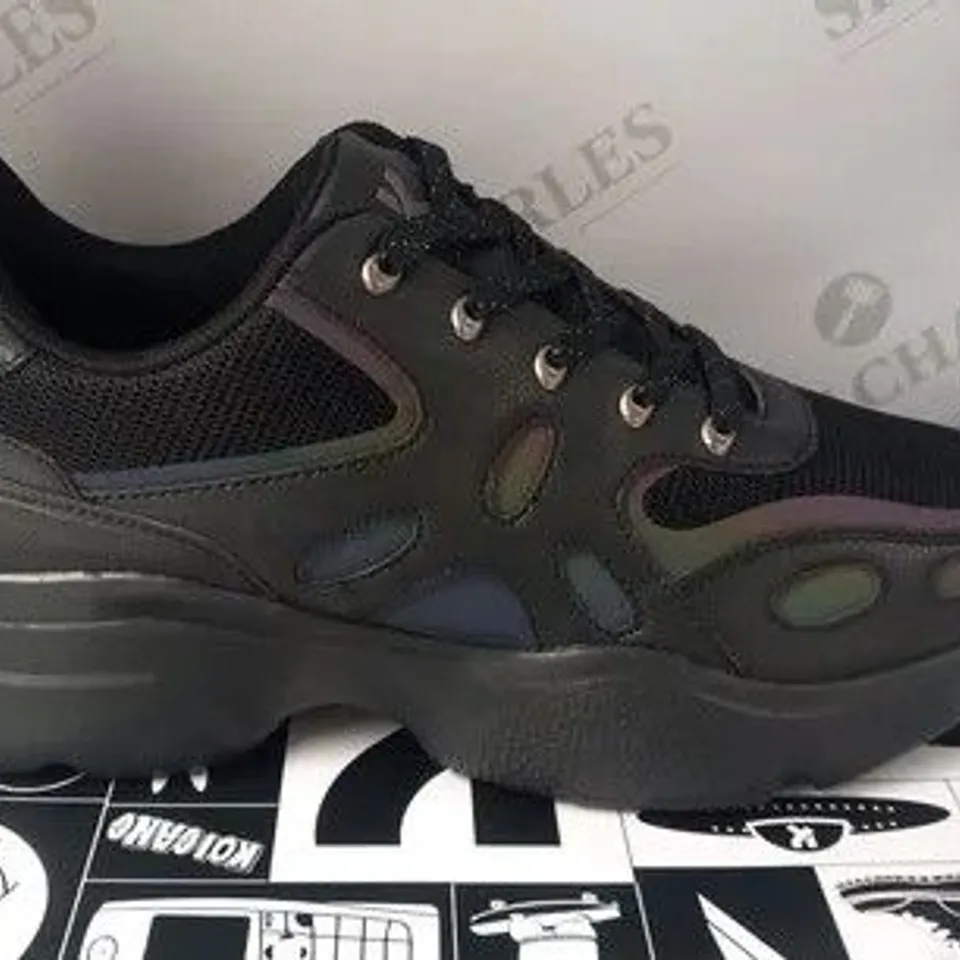 BRAND NEW BOXED PAIR OF KOI DUSTY BLACK RAINBOW MEN'S CADIAN TRAINERS SIZE 11