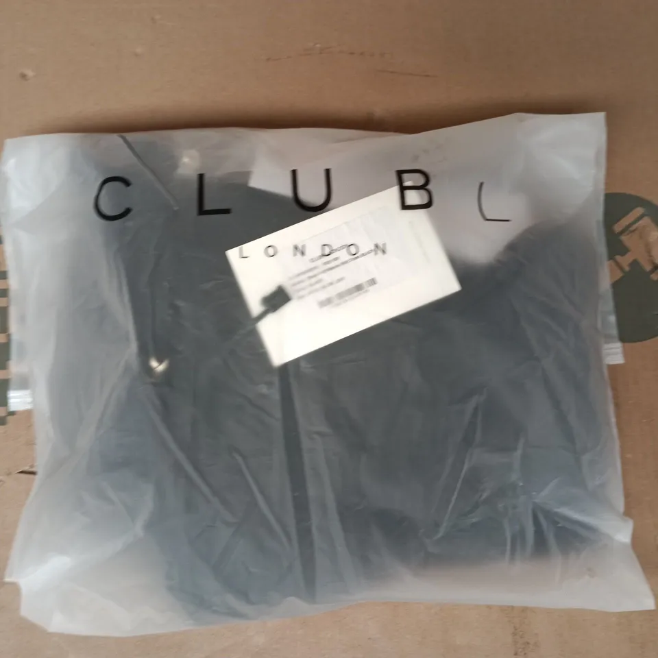 BAGGED CLUBL LONDON DAKOTA PUFF-SLEEVE MIDI DRESS IN BLACK SIZE UK 10