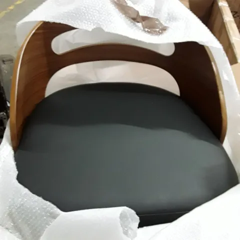 BOXED BLACK / WOOD EFFECT BAR CHAIRS SET OF 2