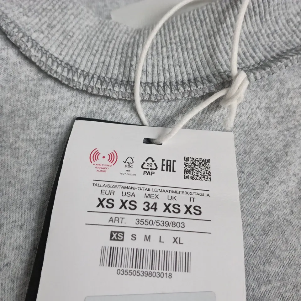 PULL&BEAR GREY HOODIE, GRAPHIC PRINT, UK 6 (EU 34)
