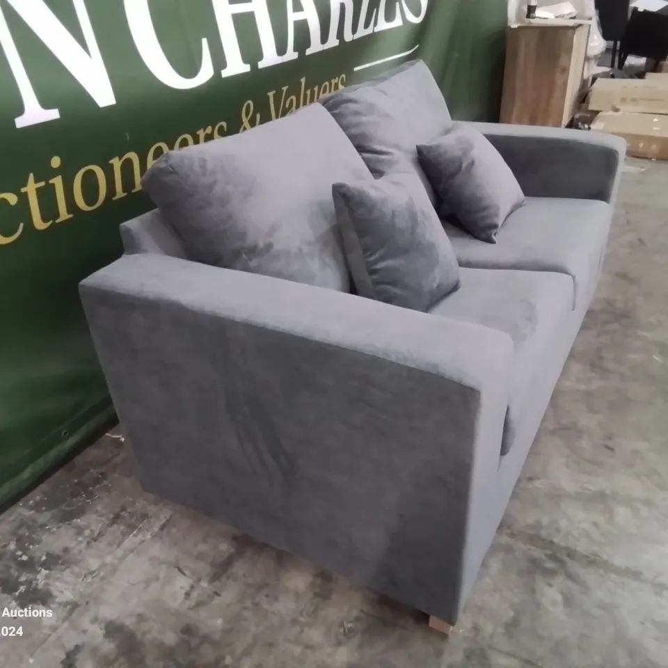 DESIGNER GREY FABRIC TWO SEATER SOFA 