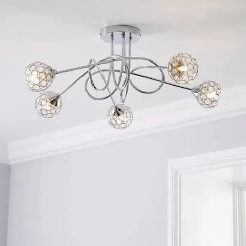 BOXED DUNELM PORTIA 5 LIGHT SEMI FLUSH CEILING LIGHT