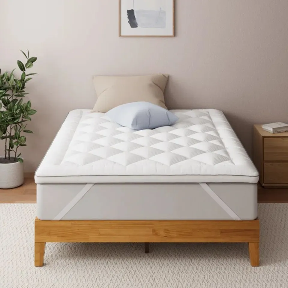 BOXED DENNETT FABRIC MATTRESS TOPPER