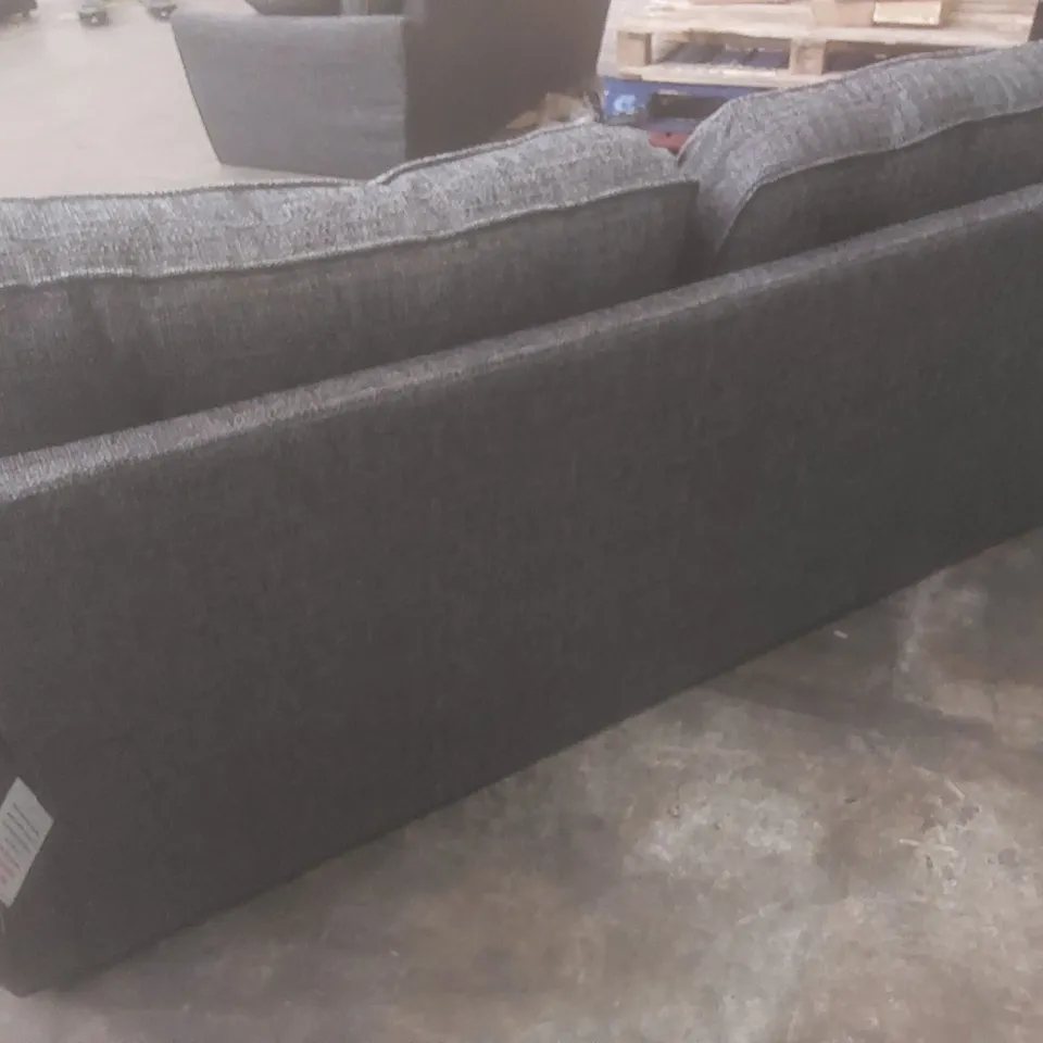 DESIGNER HALSTOW 3 SEATER HIGH BACK FABRIC UPHOLSTERED SOFA - CHARCOAL 