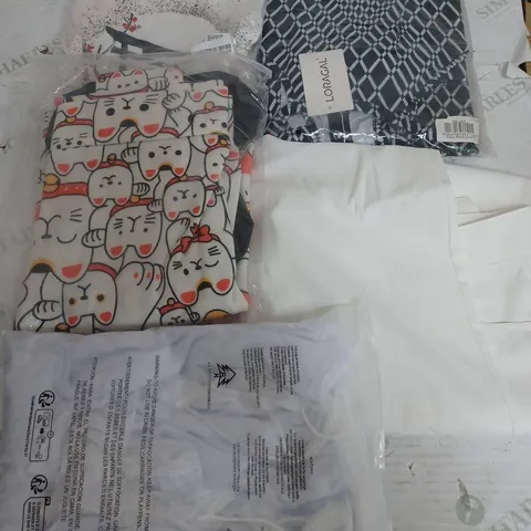 BOX OF APPROXIMATELY 22 ASSORTED CLOTHING ITEMS TO INCLUDE - TROUSERS , T-SHIRT , DRESS ETC