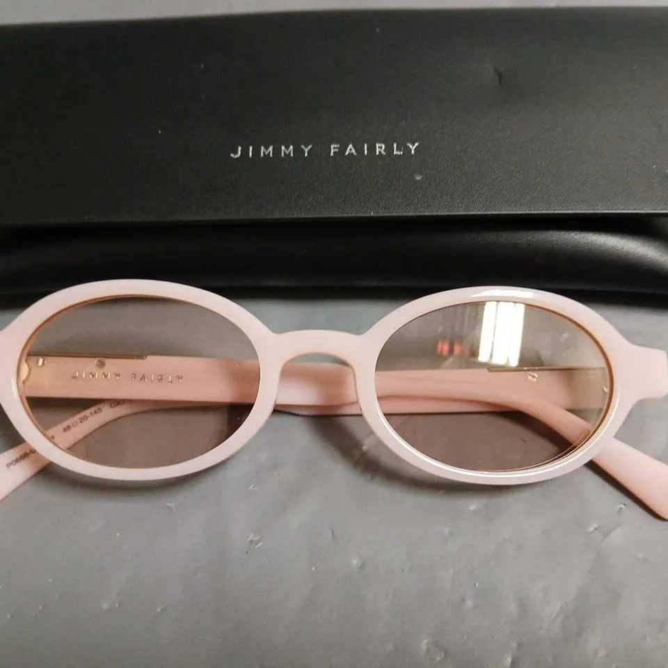 PAIR OF PINK JIMMY FAIRLY GLASSES IN CASE