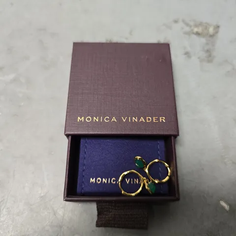 BOXED MONICA VINADER GREEN & GOLDEN CIRCLE EARRING