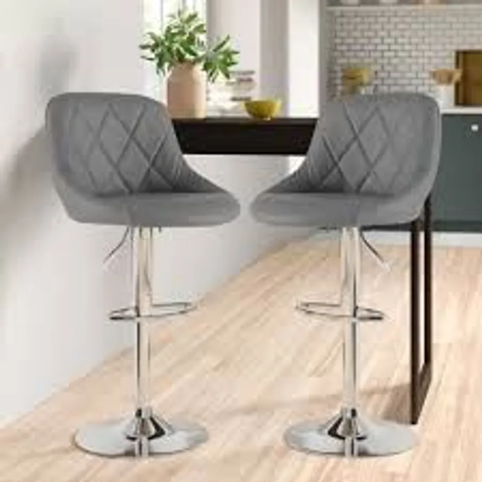 BOXED SET OF 2 NEO MADRID FAUX LEATHER SWIVEL BAR STOOLS - DARK GREY (1 BOX)