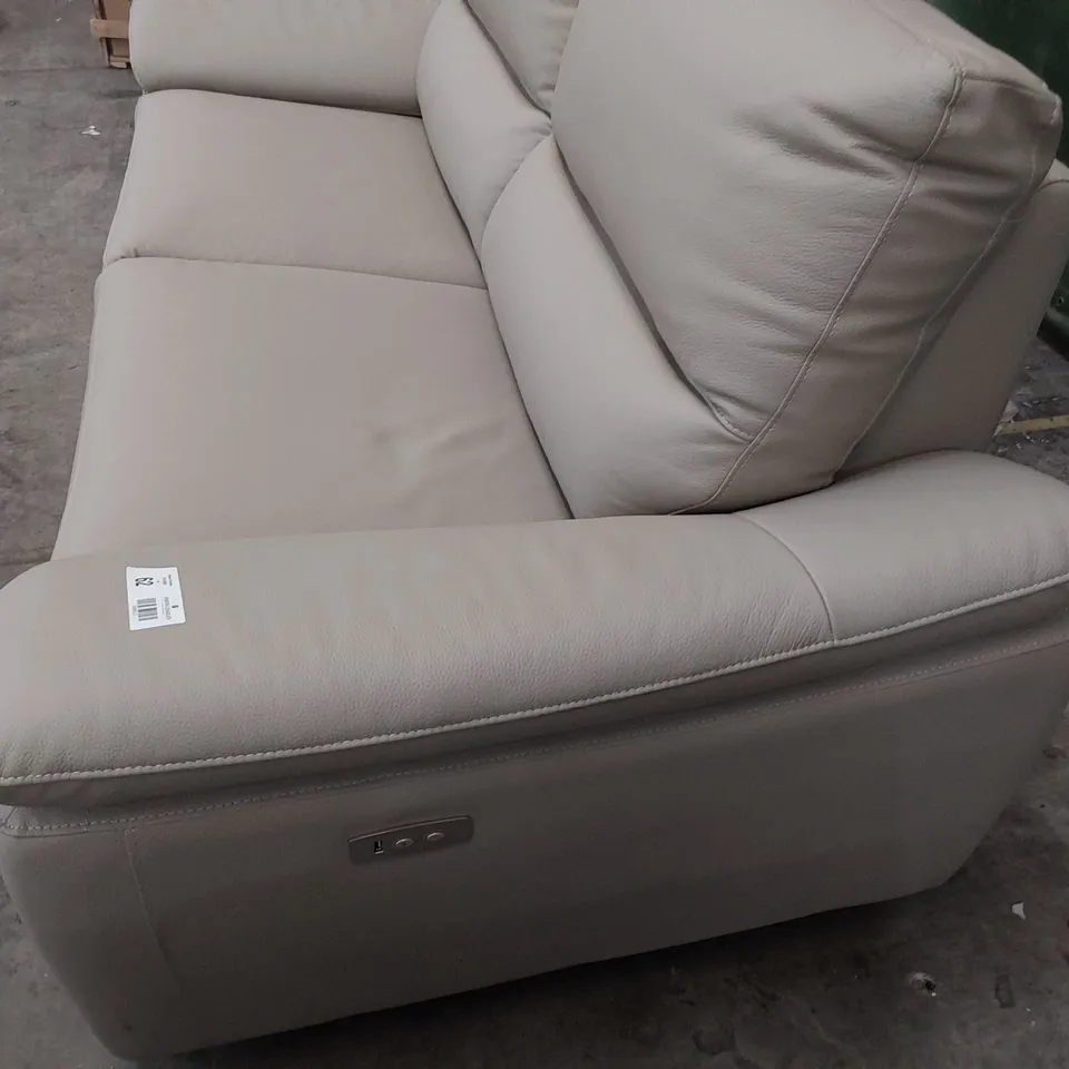 DESIGNER ITALIAN STYLE POWER RECLINING THREE SEATER SOFA BEIGE LEATHER