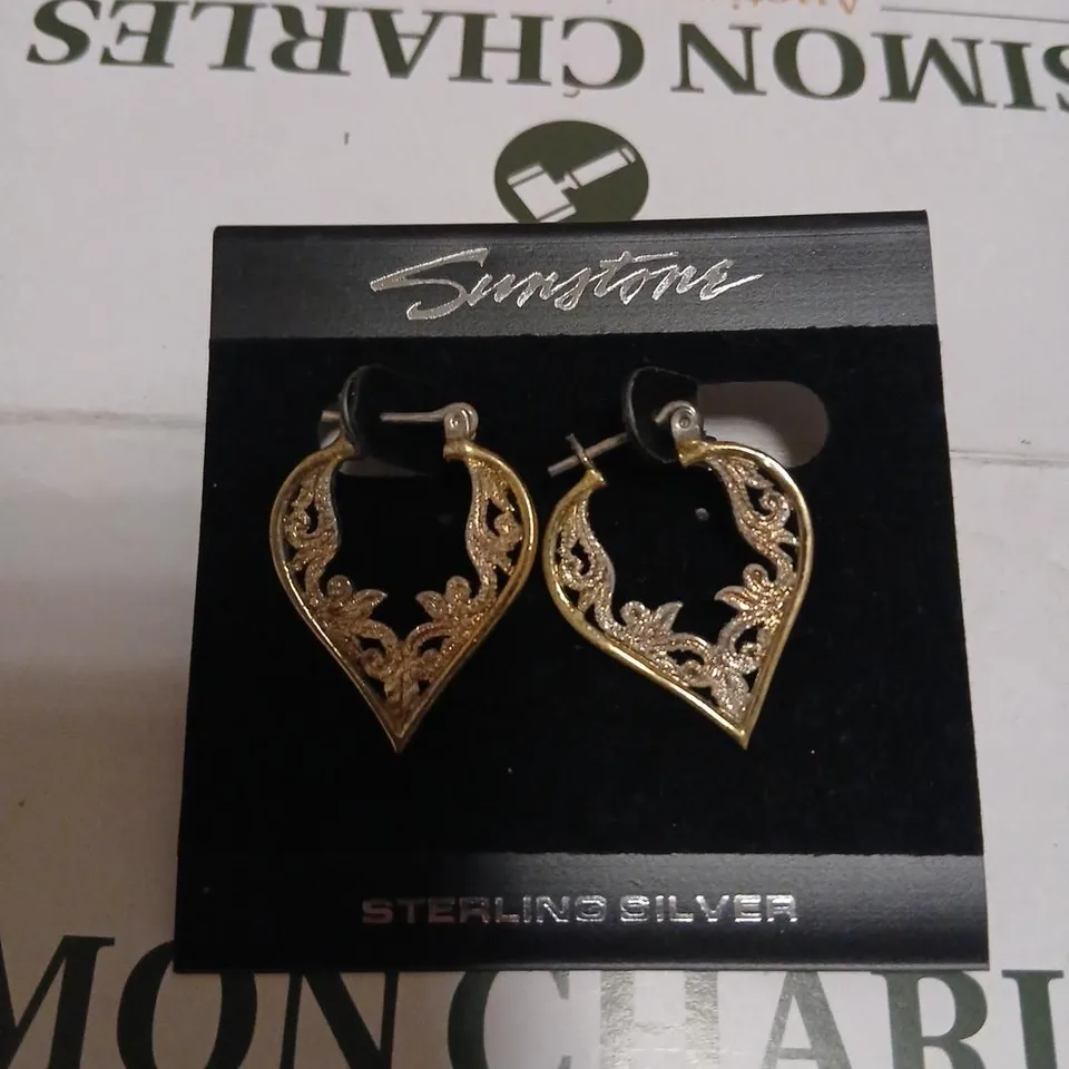 SUNSTONE STERLING SILVER HEART-SHAPED EARRINGS