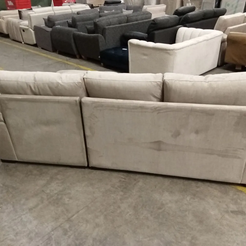 ELIZA RIGHT HAND 3 SEATER FABRIC CHAISE SOFA - BEIGE RRP £1149