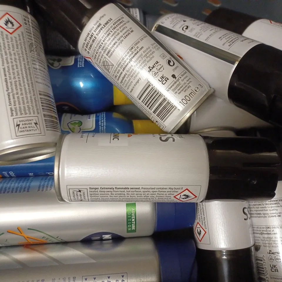 BOX OF APPROX 10 ASSORTED AEROSOLS TO INCLUDE FCUK BODYSPRAY, WELLA MOUSSE, NIVEA MEN DEODORANT. ETC 