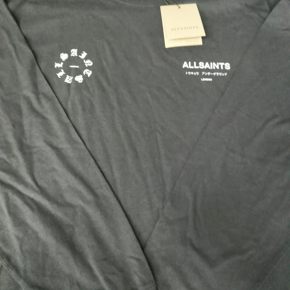 ALLSAINTS KINDRED LONG SLEEVE T-SHIRT IN DARK GREY SIZE LARGE