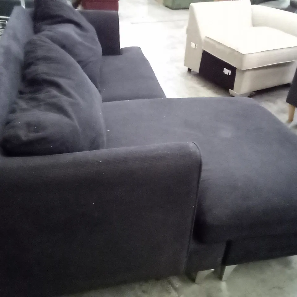 QUALITY DESIGNER 3 SEATER CORNER BLACK W CHAISE