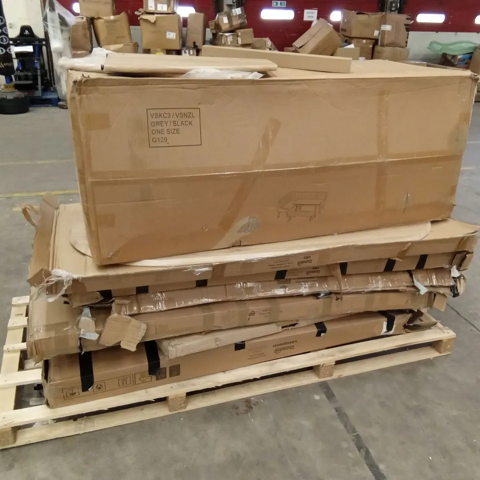 PALLET OF ASSORTED INCOMPLETE FURNITURE PARTS AND PIECES