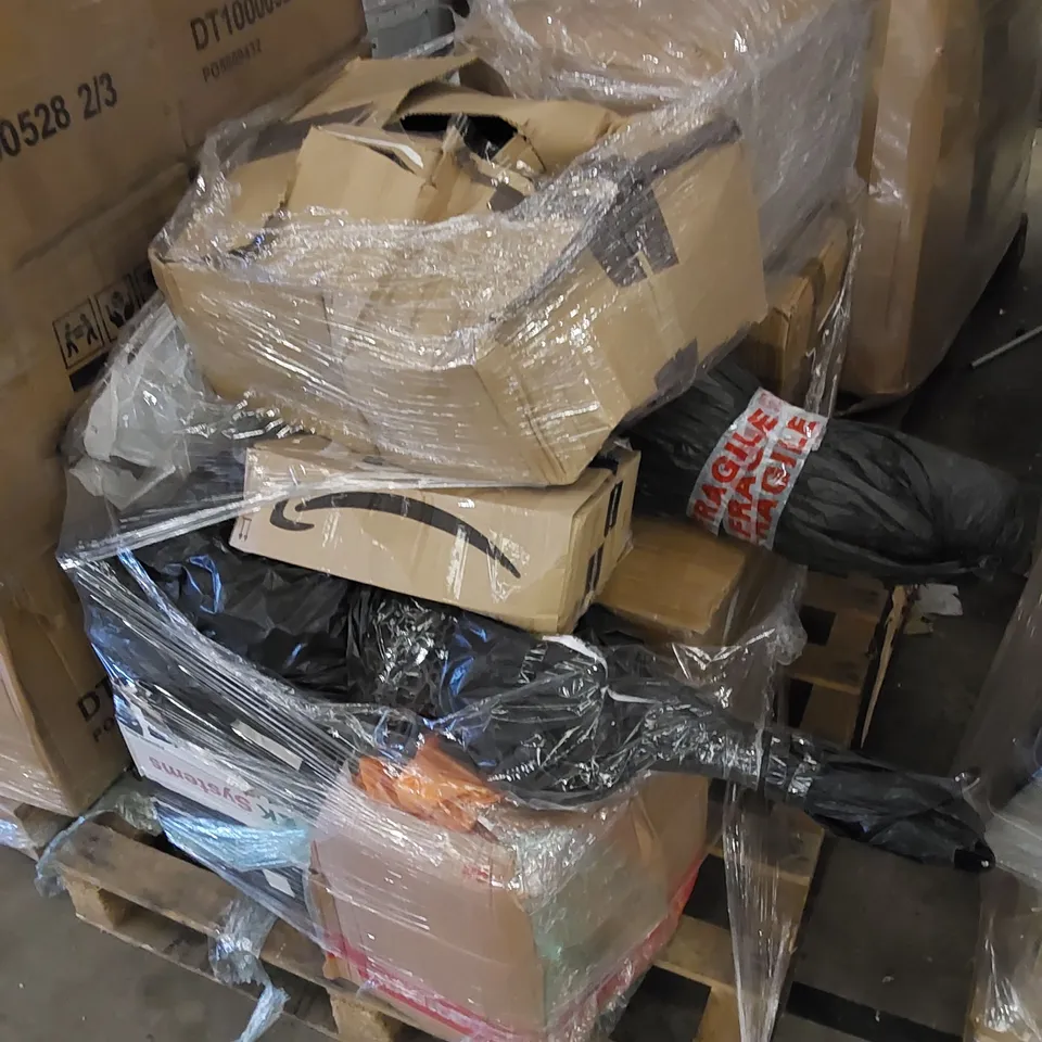 PALLET TO CONTAIN ASSORTED HOUSEHOLD AND ELECTRONIC GOODS. INCLUDES KARAOKE MACHINE, AIR FRYER, VACUUM CLEANER ETC