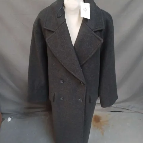 STRADIVARIUS DOUBLE BREAST COAT IN DARK GREY SIZE S