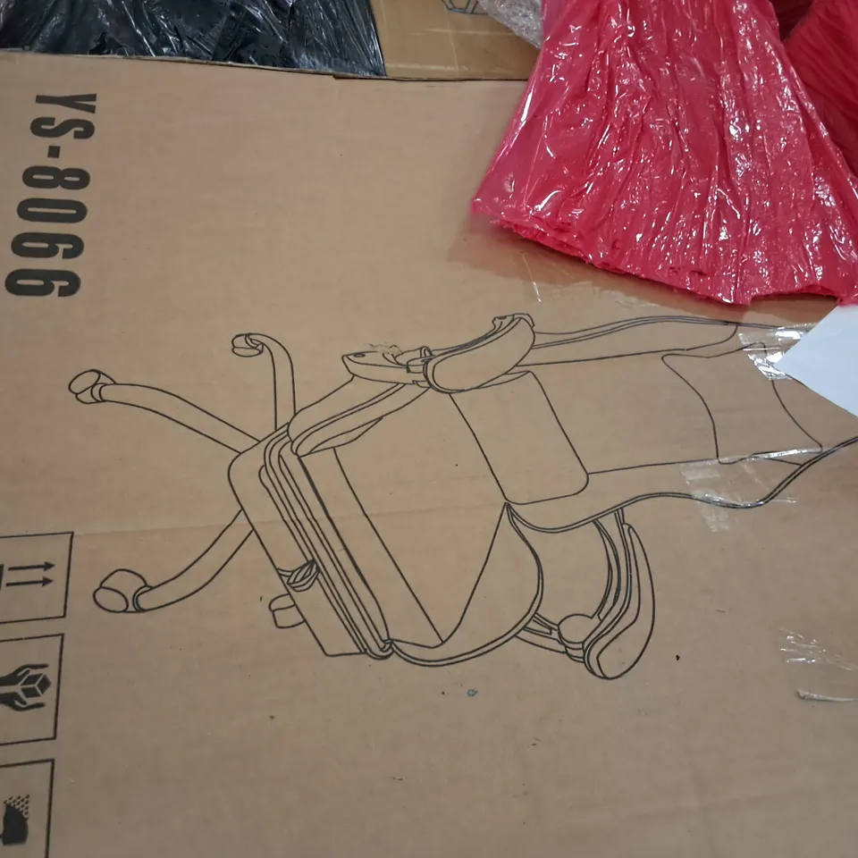 PALLET OF ASSORTED HOUSEHOLD ITEMS TO INCLUDE 3X6M PARTY TENT, BOXED OFFICE CHAIR AND ROLLED MATTRESS TOPPER