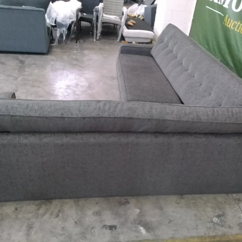 QUALITY DESIGNER G-PLAN VINTAGE 59 RR 2 PIECE CORNER SOFA - FLECK PEWTER FABRIC