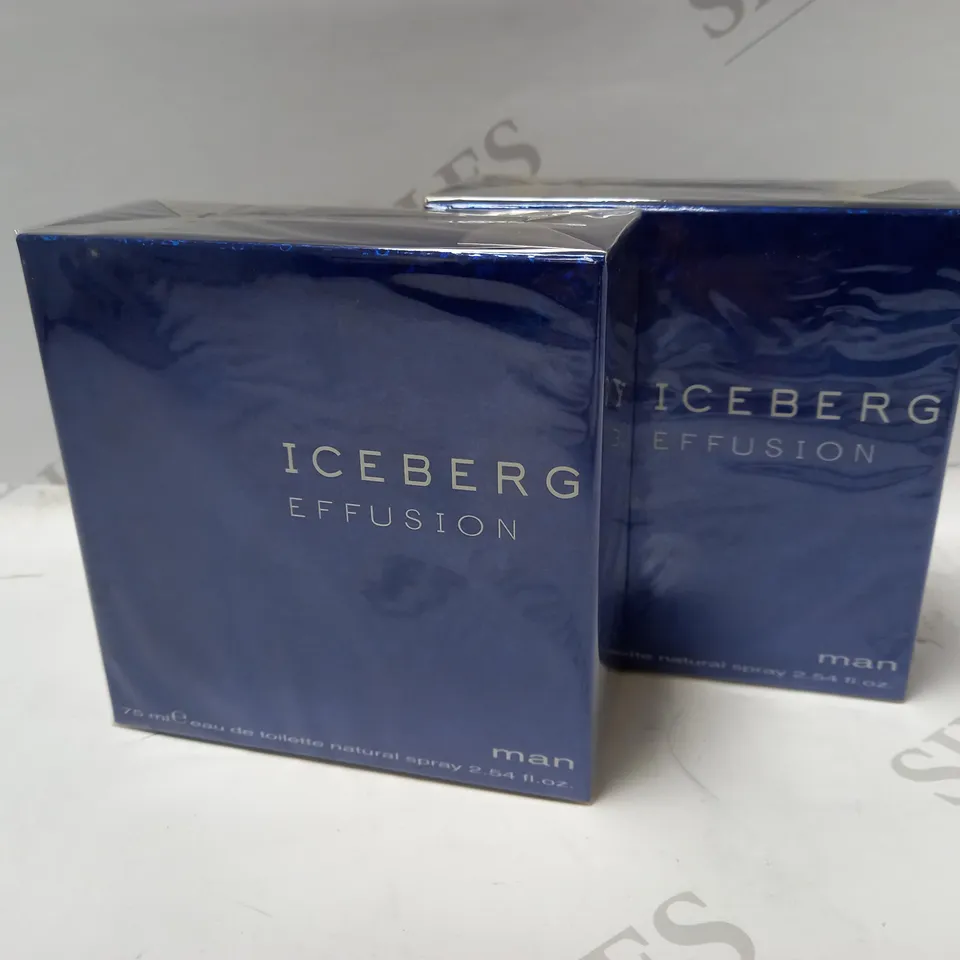 LOT OF 2 X 75ML ICEBERG EFFUSION MAN EAU DE TOILETTE