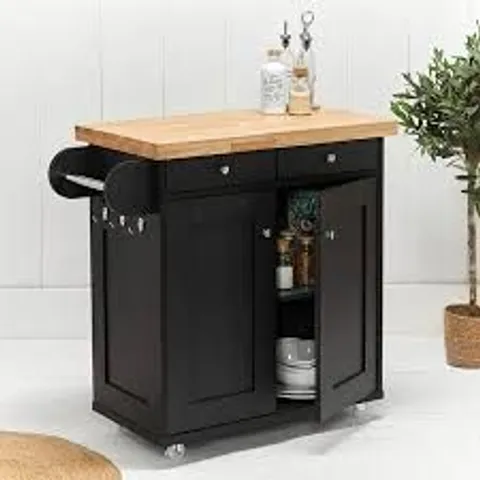 BOXED LPD HOME PORTLAND KITCHEN ISLAND TROLLEY - BLACK - PORTKITBLA (1 BOX)