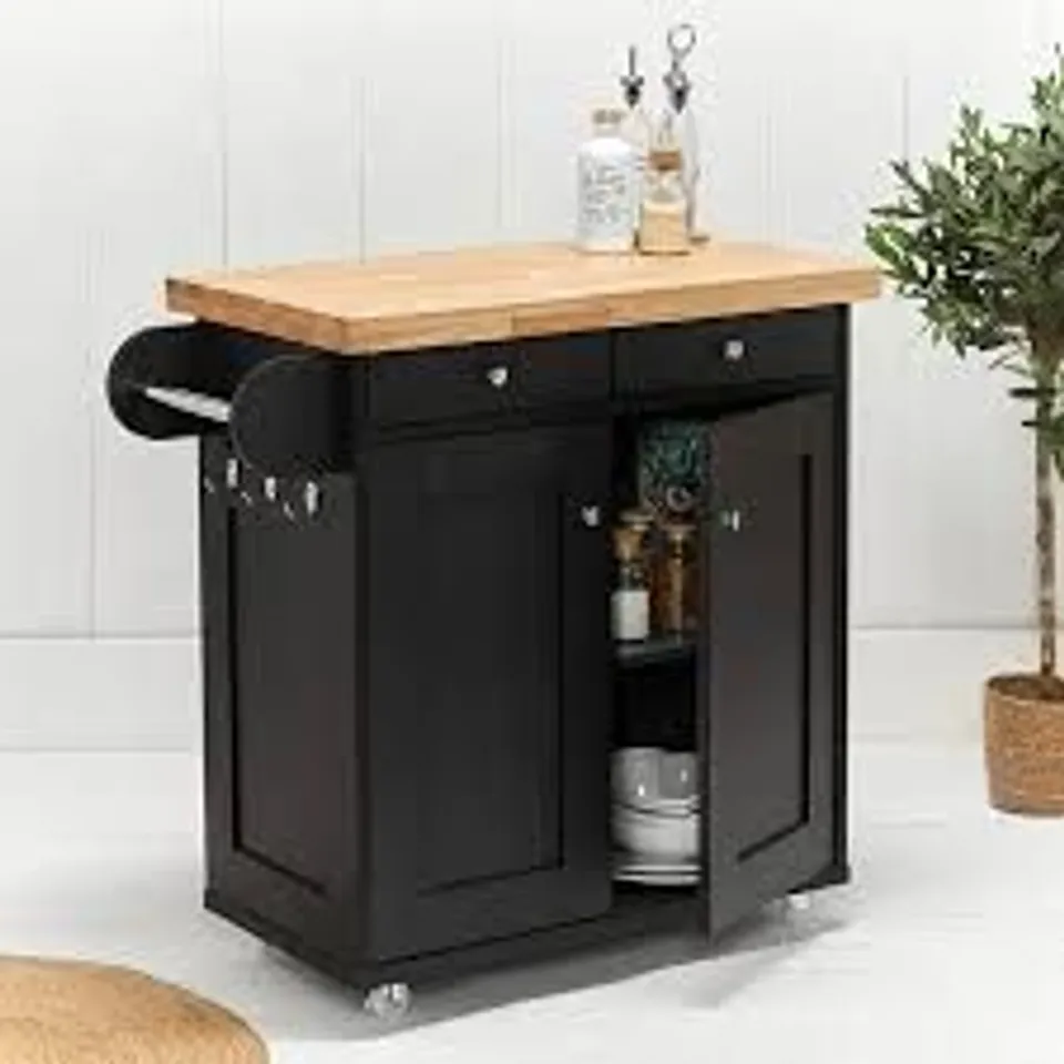 BOXED LPD HOME PORTLAND KITCHEN ISLAND TROLLEY - BLACK - PORTKITBLA (1 BOX)