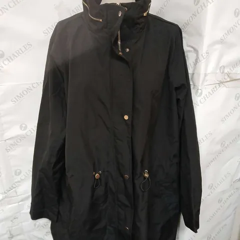 V BY VERY HARDWEAR SHOWER RESISTANT HOODED RAINCOAT - BLACK - SIZE 22