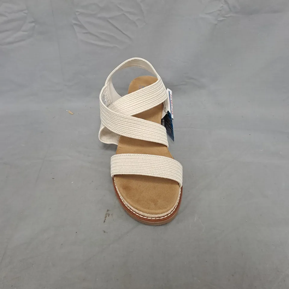 SKECHERS BOBS SANDALS - CREAM STRAPPY WEDGE, WOMEN'S - UK 6