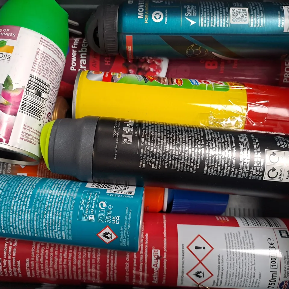 APPROXIMATELY 10 ASSORTED AEROSOL ITEMS IN INCLUDE INSECT KILLER, AIR FRESHENER REFILL, THICKENING MOUSSE, ETC - COLLECTION ONLY