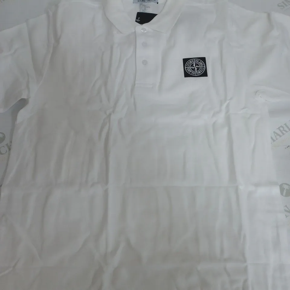 STONE ISLAND POLO SHIRT IN WHITE - LARGE